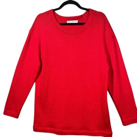 St. John red knit long-sleeve top size US M - Picture 1 of 8